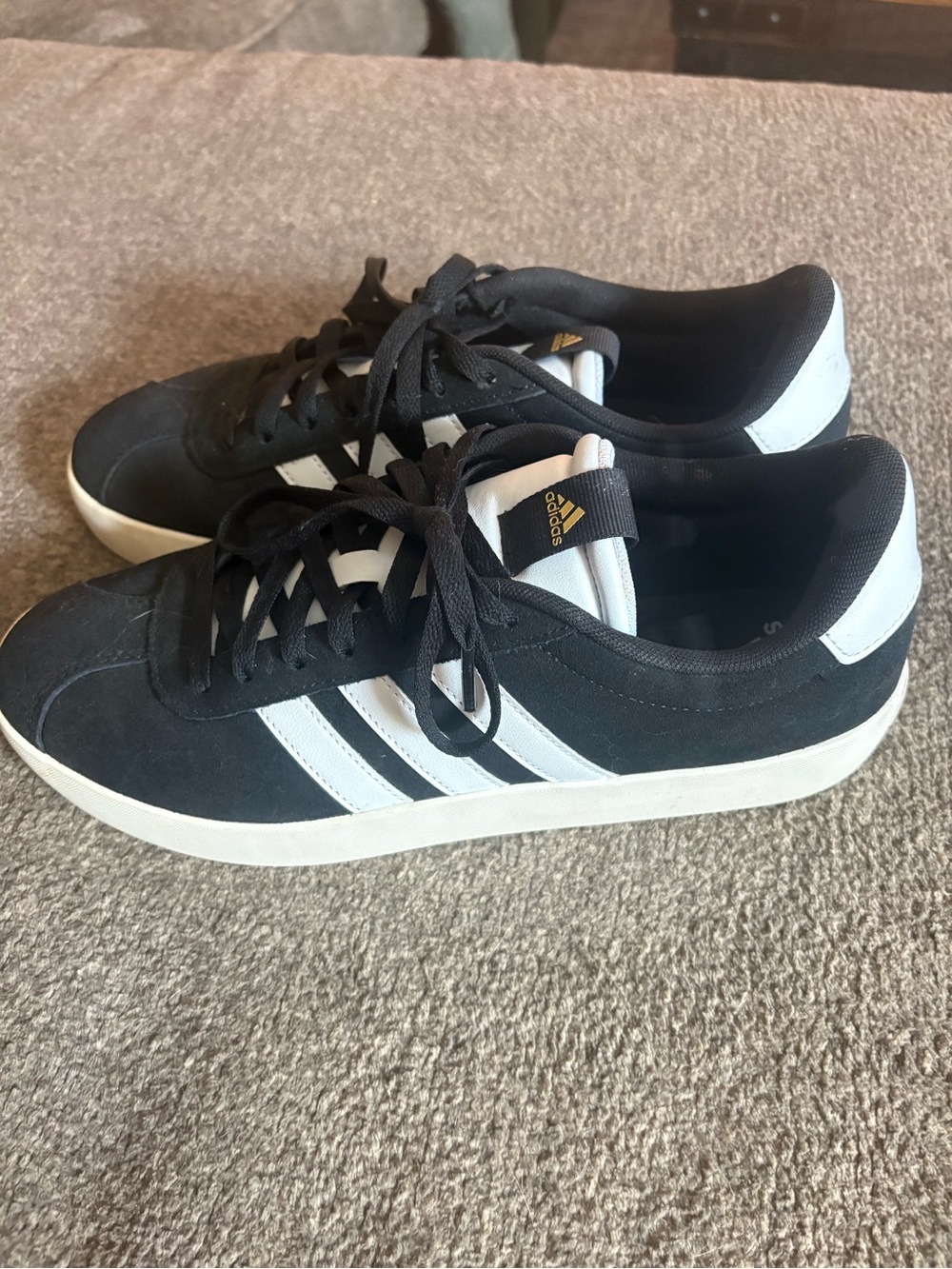 adidas Black and White Women's Low-Top Sneakers with Three Stripes